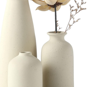 Wabi-sabi Style Three-Piece Set of Rustic Pottery Dried Flower Vases